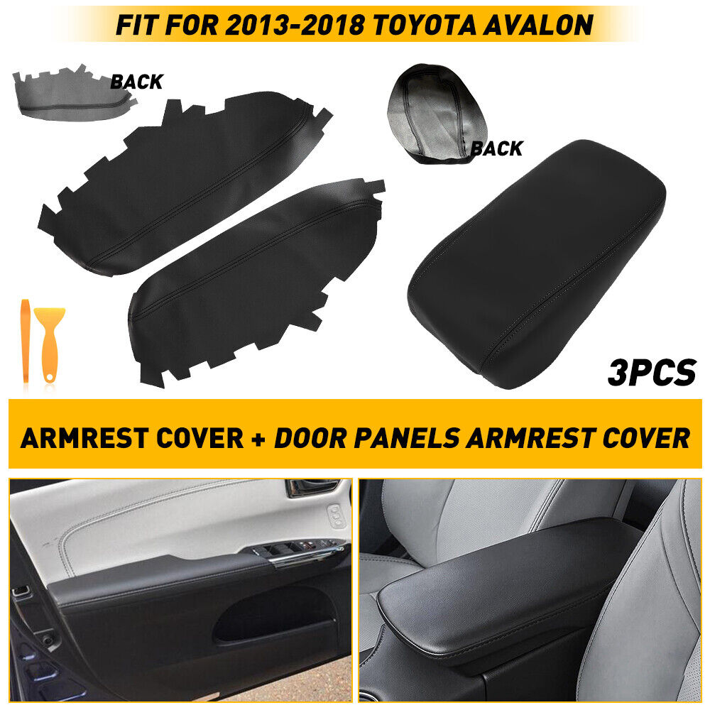 Fits 2013-18 Toyota Avalon Console Lid Armrest & Door Panel Cover Black