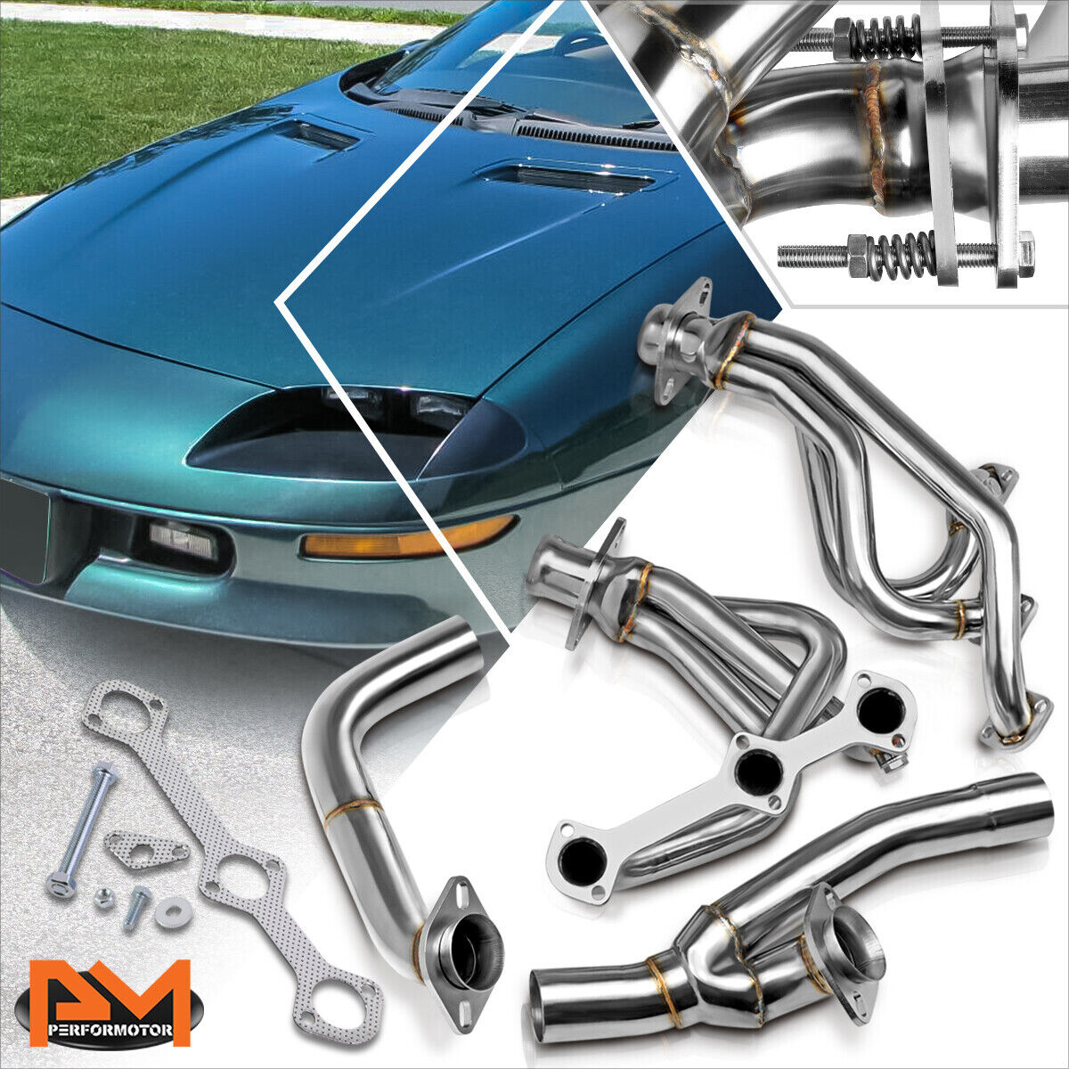 For 93-95 Camaro/Firebird 3.4L V6 Stainless Steel Dual 3-2-1 Exhaust Header+Pipe