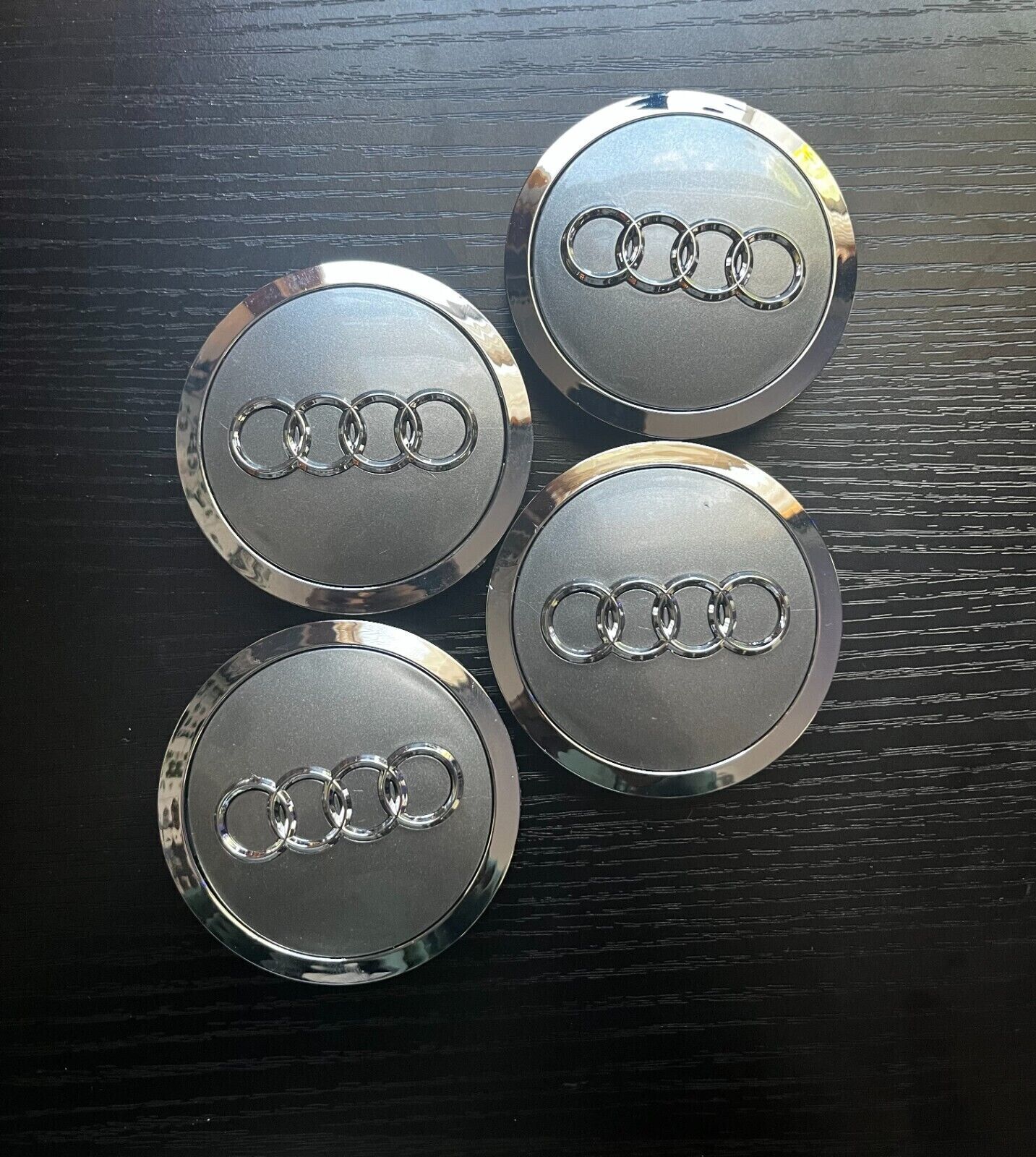 Set of 4 Wheel Center Hub Caps for Audi  Grey/Chrome  69mm 4L0 601 170