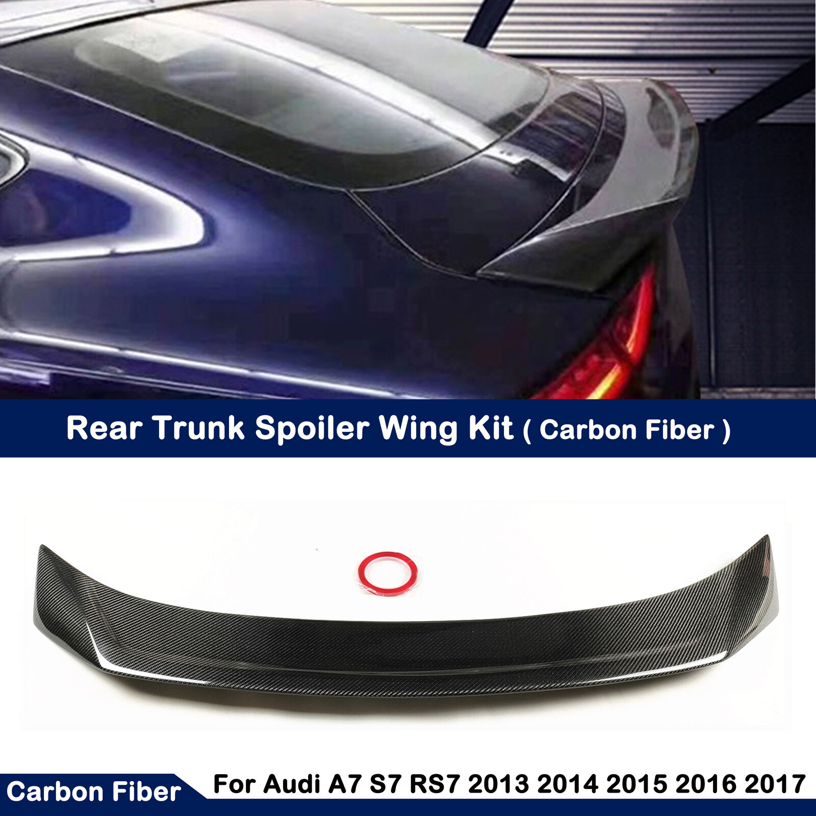 Carbon Fiber Rear Trunk Lip Spoiler Wing For Audi A7 S7 RS7 2013-2018 2015 2016