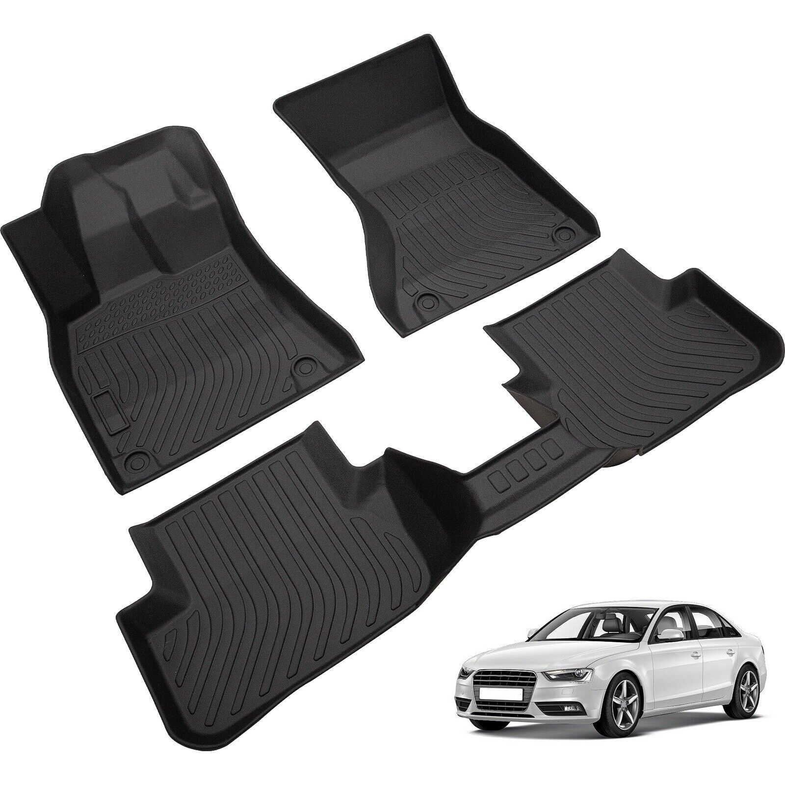 Car Floor Mats Liner for Audi A4 A4 Quattro S4 2009-2016 Rubber TPE All-Weather