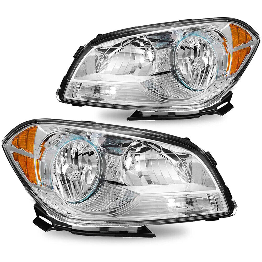 For 2008-2012 Chevy Malibu Chrome Headlights Assembly Headlamps Pair LH+RH