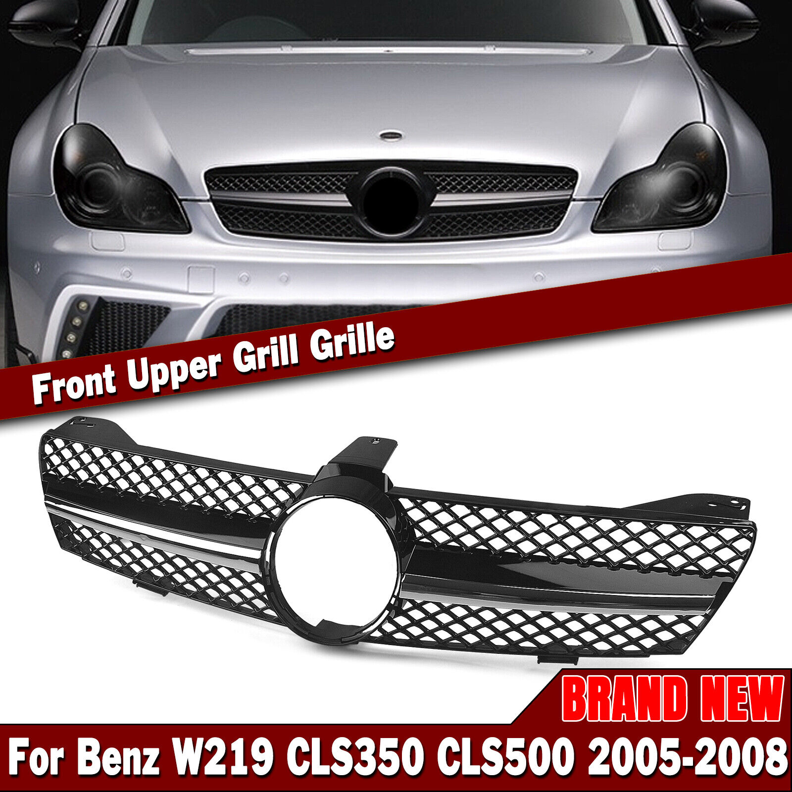 New Black Front Grille For Mercedes Benz W219 CLS350 CLS500 CLS550 AMG 2005-2008