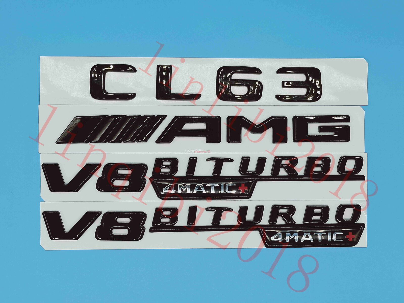 Gloss Black Flat CL63 AMG V8 BITURBO Trunk Embl Badge Sticker for Mercedes Benz