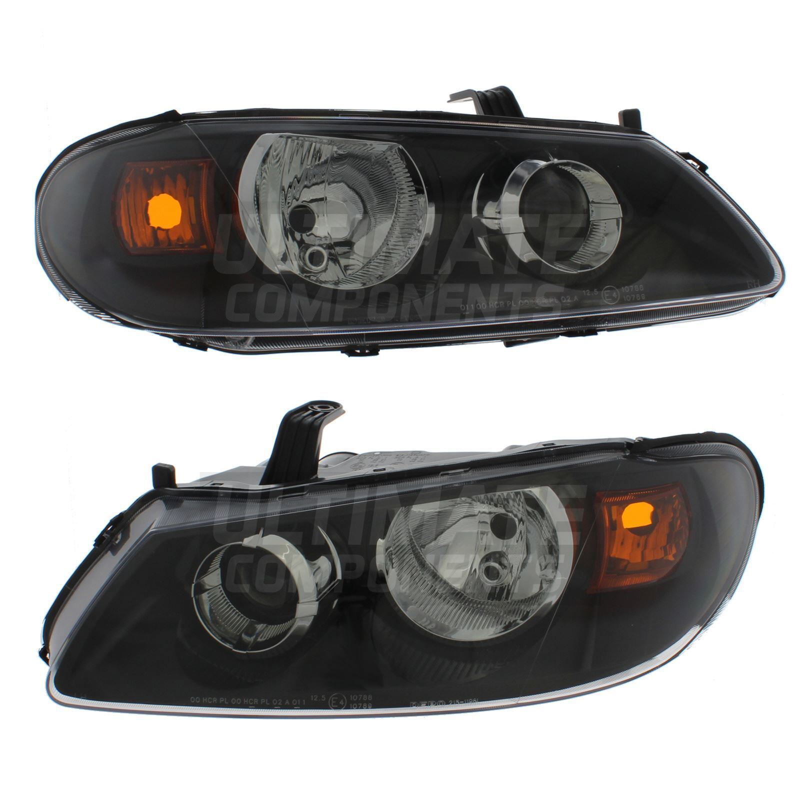 Headlights Fits Nissan Almera N16 Hatchback 2003-2006 Black Inner Headlamps Pair
