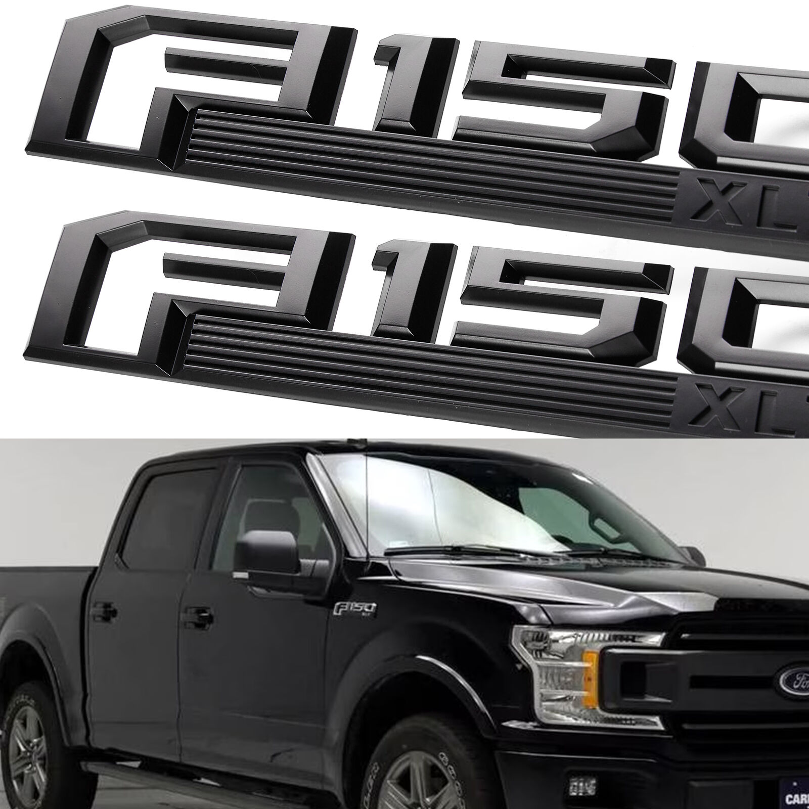 2PCS Fender Side Emblem For F150 XLT Emblem Matte Black 2015-2020 Truck Badge