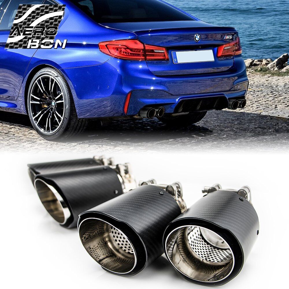 Real Carbon Fiber Exhaust Tip 4 Pcs Fits For 2018-20 BMW F90 M5 Sedan