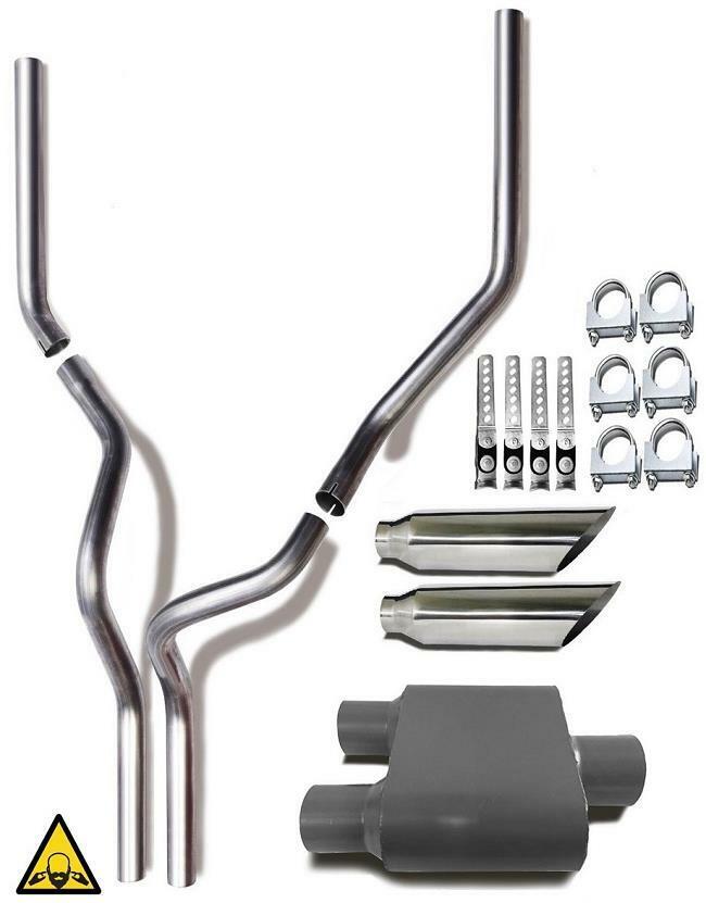 Dual pipes conversion exhaust kit fits 87 - 93 Dodge Ram pick up truck