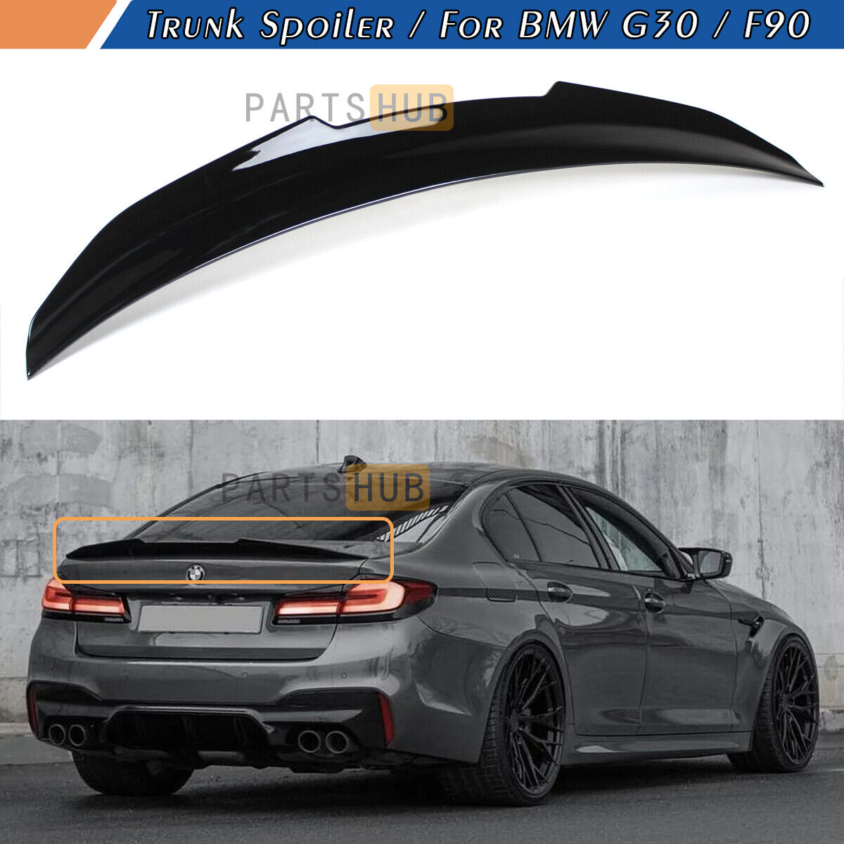 For 17-23 BMW G30 G38 5 Series F90 M5 PSM Style Glossy Black Trunk Spoiler Wing