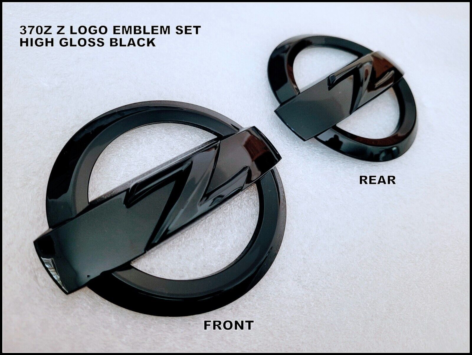 2x High Gloss Black 370z 370 Z Logo Emblem Badge Front + Rear Set