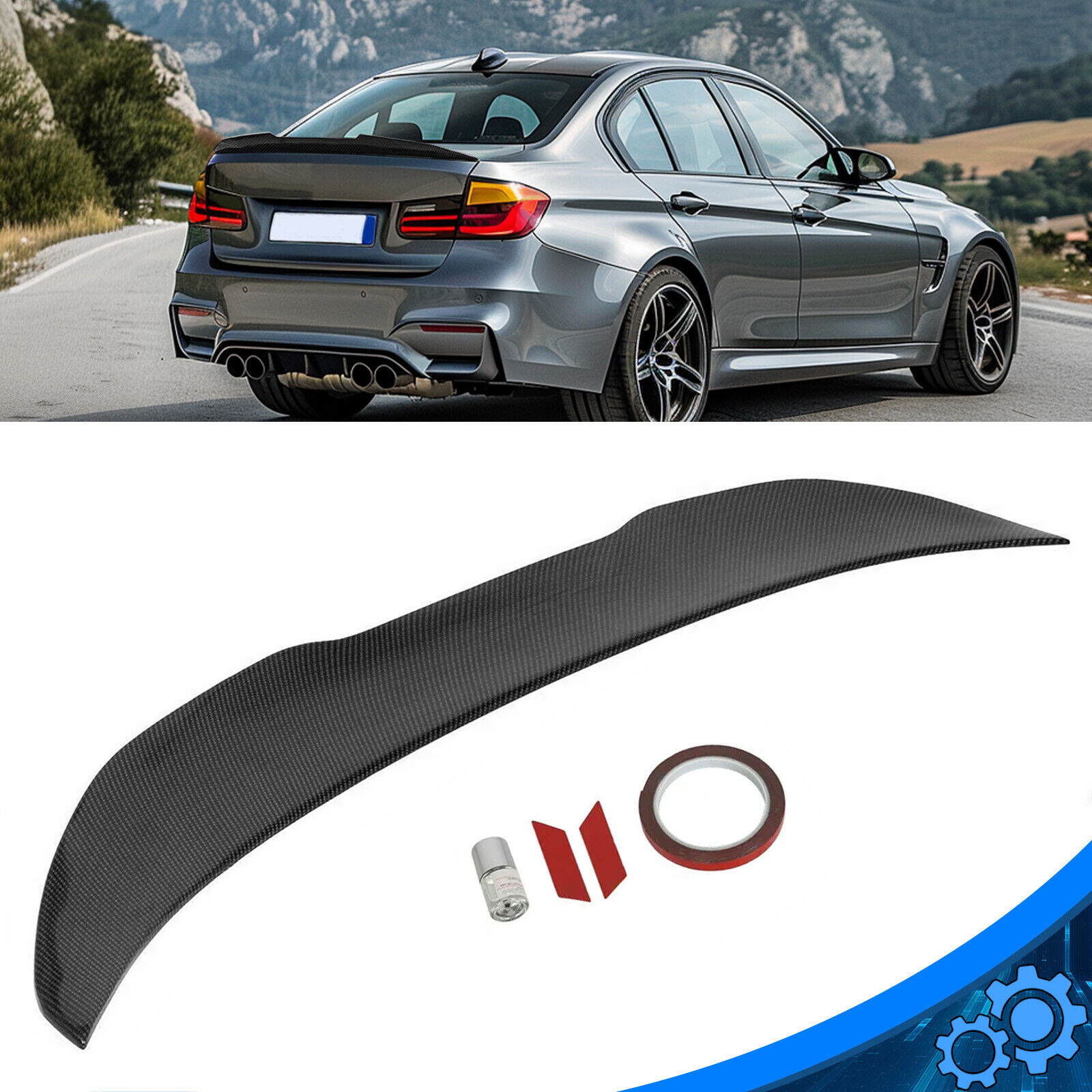 For 12-18 BMW F30 & F80 M3 Carbon Fiber Color PSM Style Rear Trunk Spoiler Lip