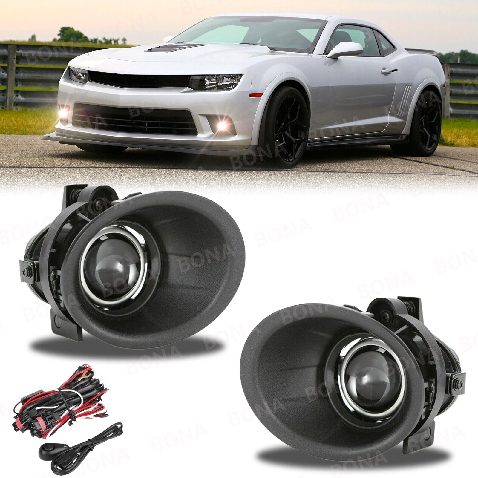 Pair For 2014 2015 Chevy Camaro LS LT Fog Lights Front Bumper Lamps with Bulbs