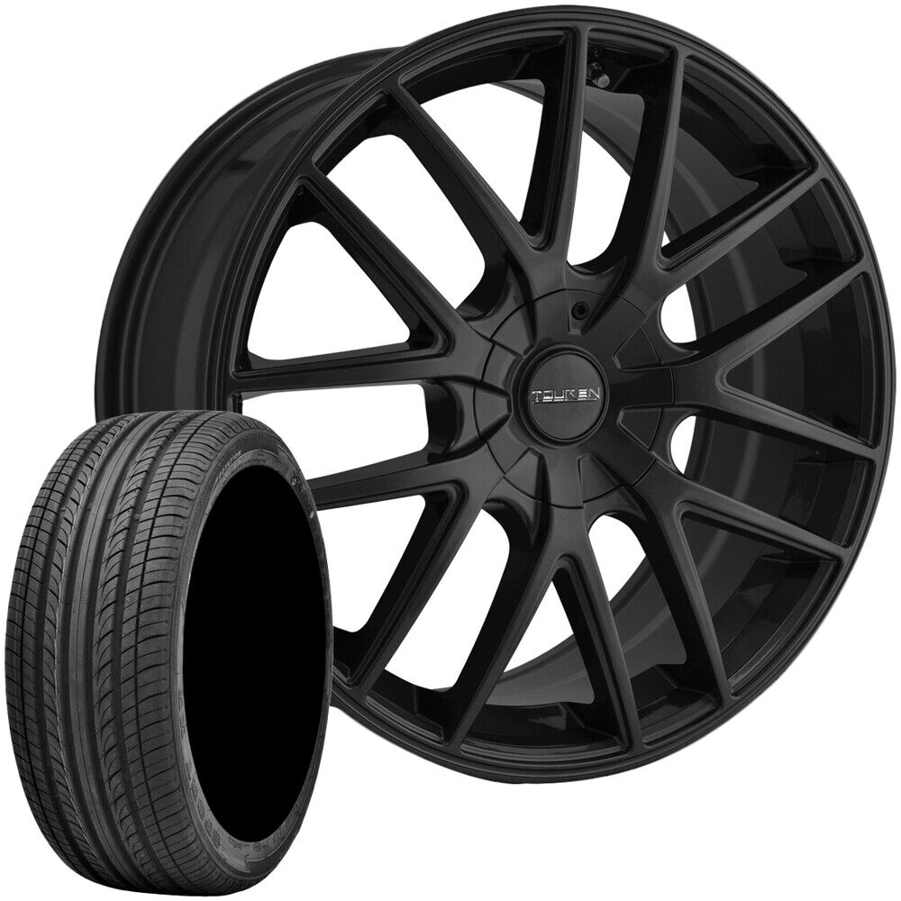 4-Touren TR60 17x7.5 5x112/5x120 Black Rims w/215/55R17 Americus Sport HP Tires