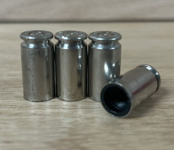 Bullet Tire Valve Stem Caps (.40 Caliber) Nickel Plated, Handmade In Montana