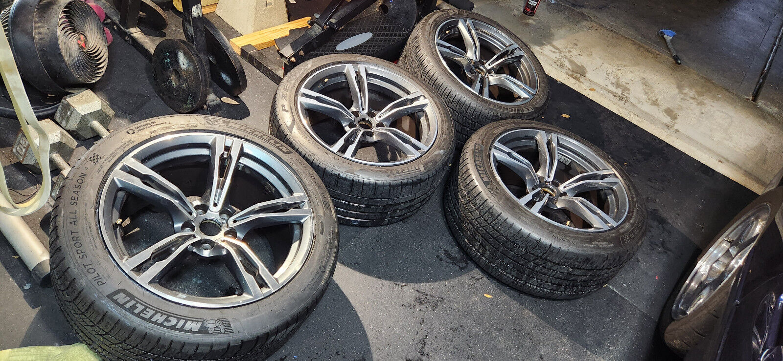 Very good condition - BMW M5 wheels and Michelin tires 5x112 19 style 705m