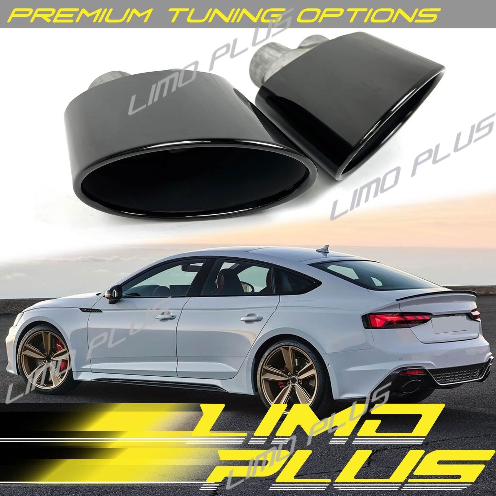 Twin Exhaust Tips Muffler Tailpipes for Audi S3 S4 S5 S6 upgrade to RS3 RS4 RS5