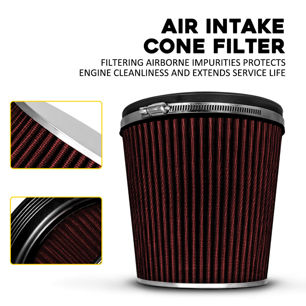 6inch High 152mm Red Flow Inlet Cold Air Cone Intake Replacement Dry Air Filter