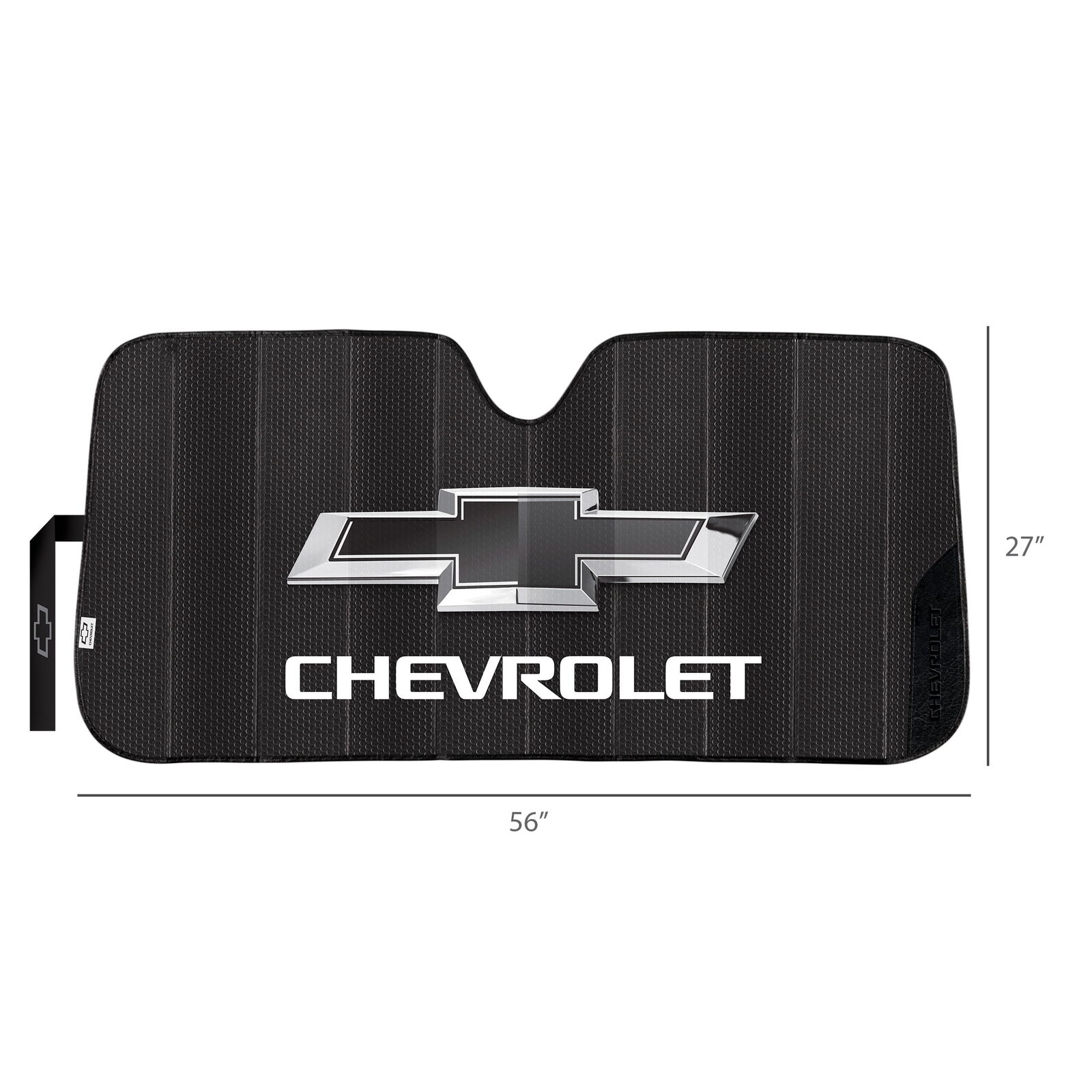 Chevy Universal Fit Accordion Auto Sunshade, Black, 58” x 27.5”, 1 Piece