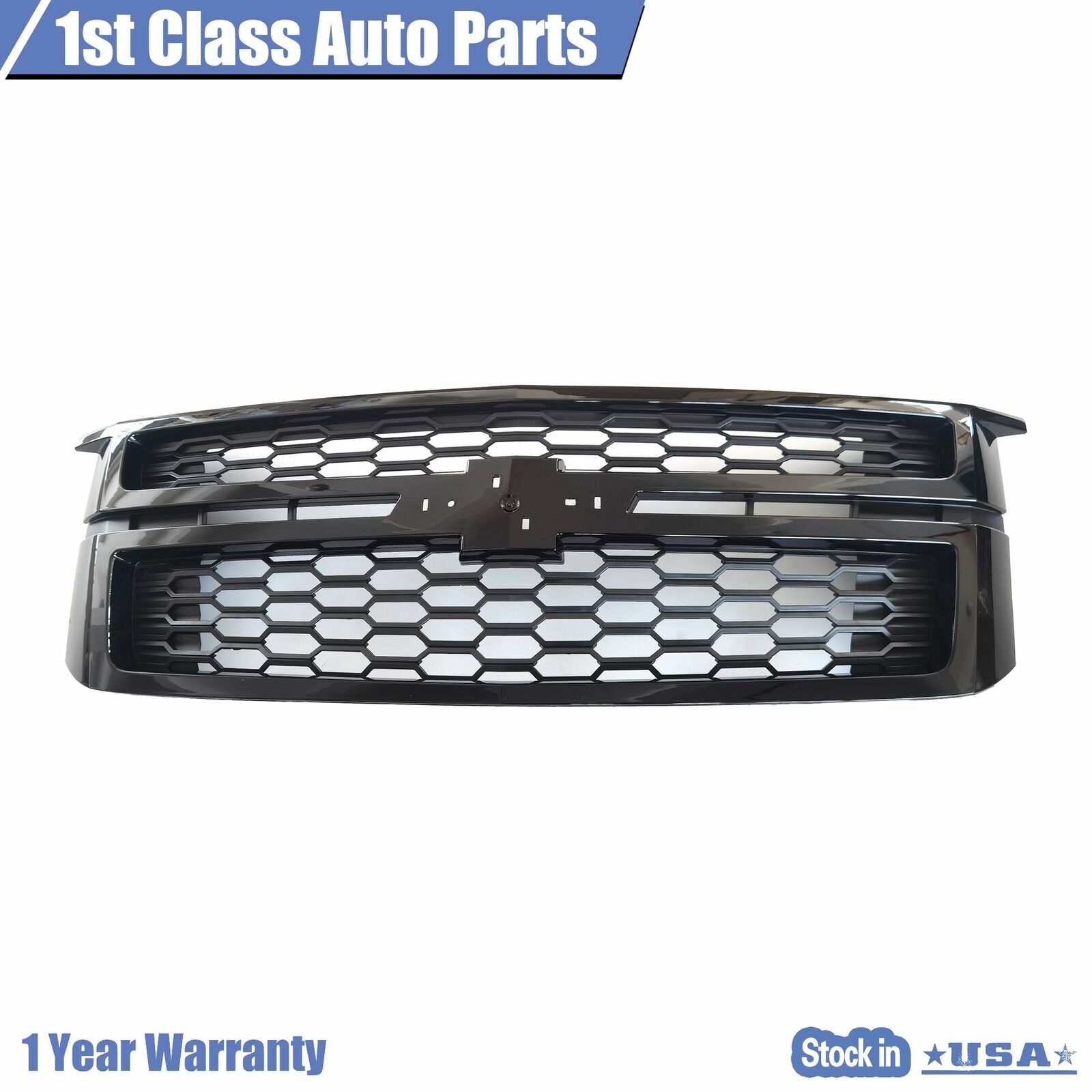 Front Glossy Black Bumper Grille For 15-20 Chevrolet Tahoe Suburban LS LT