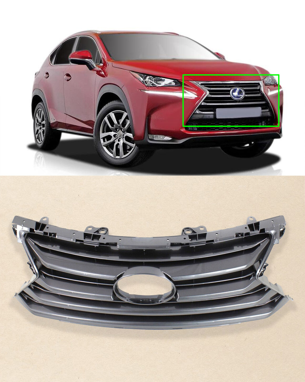 Front Grille Shell Insert Assembly for 2015 2016 2017 Lexus NX NX200t NX300h