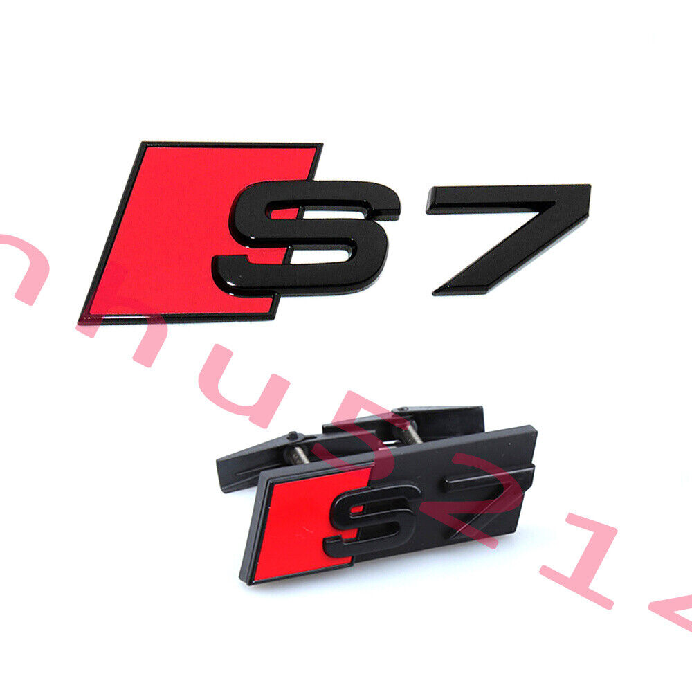Audi S7 Front Grill Trunk Emblem Gloss Black for S7 A7 Honeycomb Grille Badge