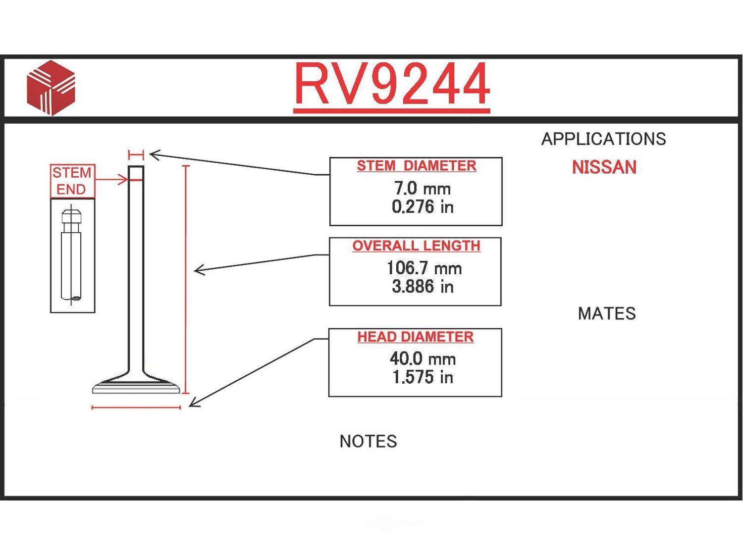 Engine Intake Valve ITM RV9244 fits 82-83 Nissan Stanza 2.0L-L4
