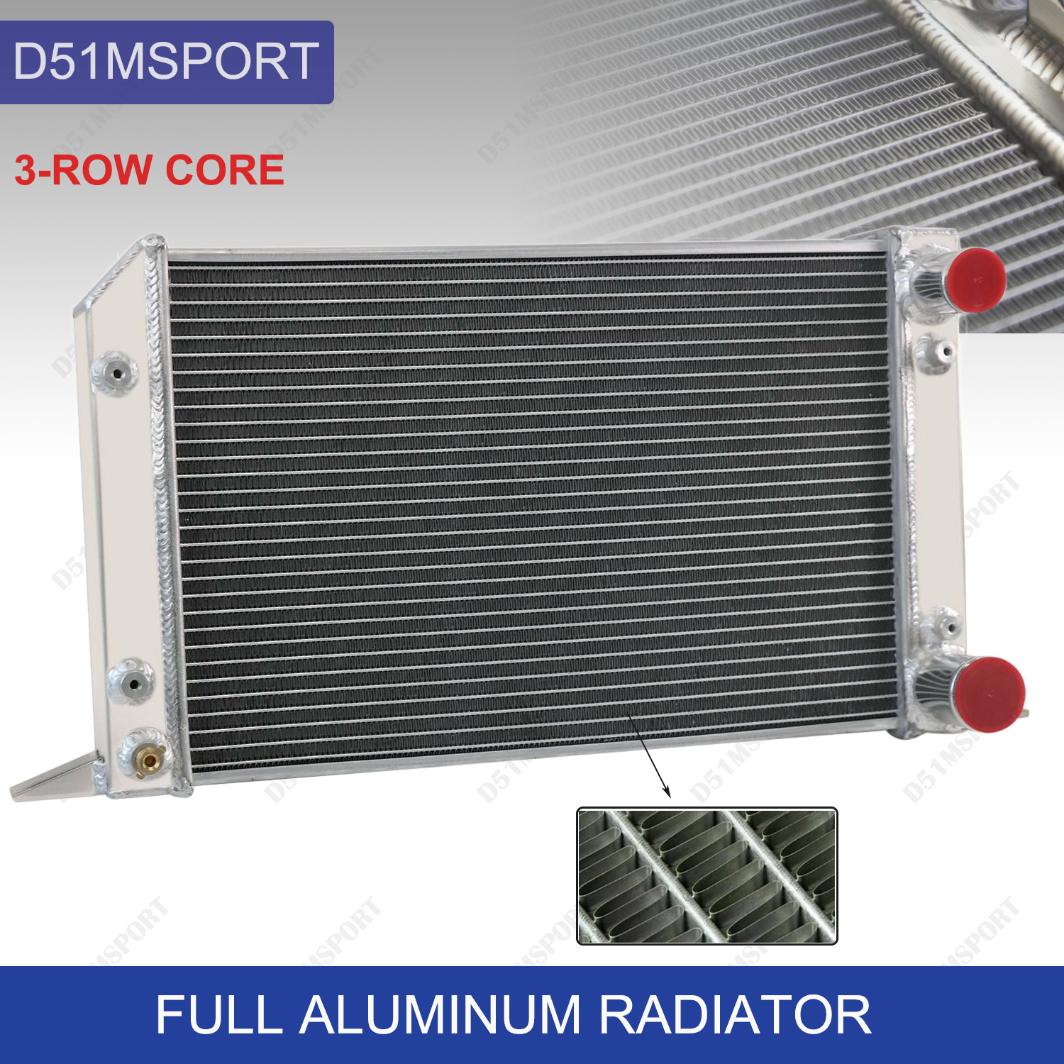 3 Row Aluminum Cooling Radiator for Scirocco/ Pro Stock Style Drag Racing