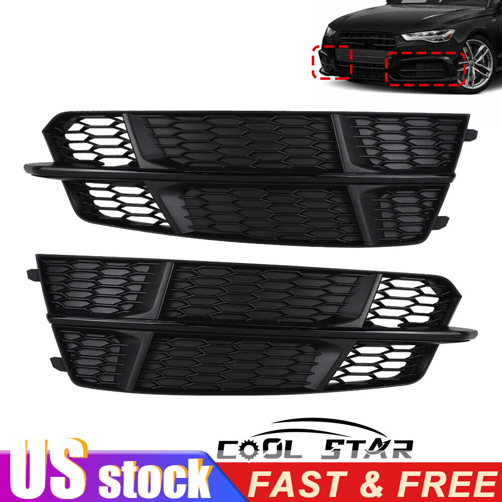 Fit for AUDI S6 A6 S-Line 2016-2018 Black Front Fog Light Cover Honeycomb Grille
