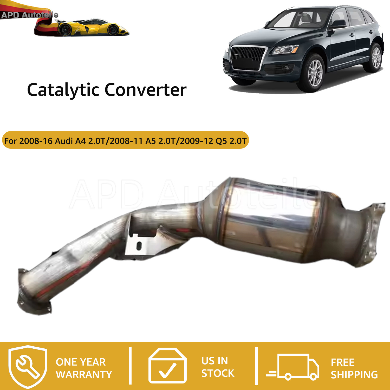 Catalytic Converter For 2008-2016 Audi A4 2.0T/ 2008-11 A5 2.0T/ 2009-12 Q5 2.0T