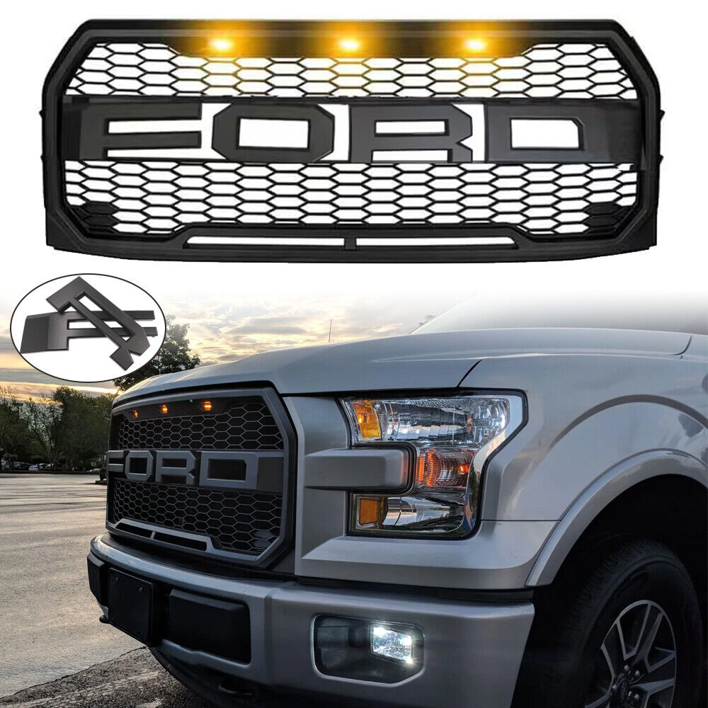 For 2015 2016 2017 FORD F-150 Raptor style Grille Front Bumper Grill Matte Black