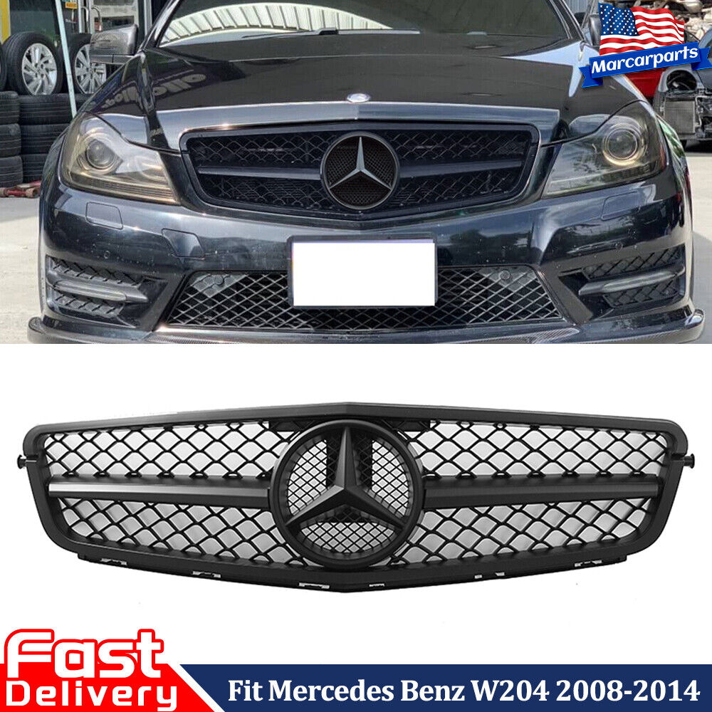 Matte Black AMG Grill  W/Star For Mercedes Benz W204 C250 C350 2008-2014 Grill