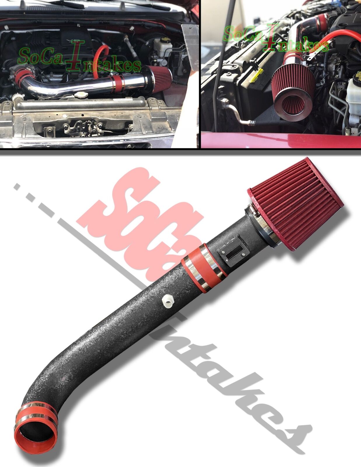 COATED BLACK RED Air Intake Kit & Filter set For 2005-14 Nissan Frontier 4.0L V6