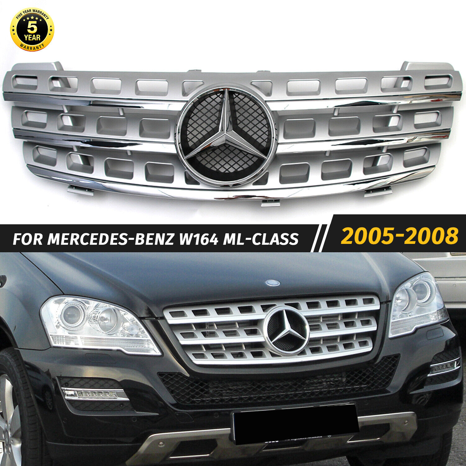 AMG Front Grill W/Emblem For Mercedes W164 2005-2008 ML63 AMG ML500 ML350 ML320