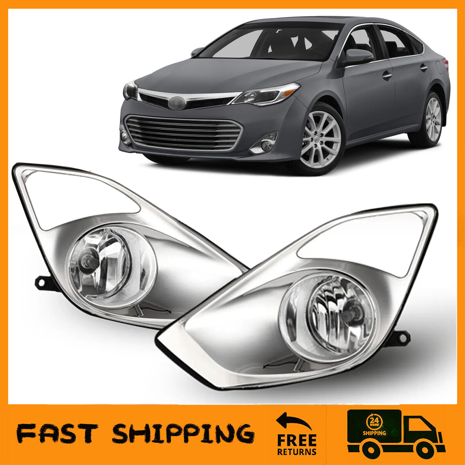 Fits 2013 2014 2015 Toyota Avalon Bumper Fog Lights Lamps w/ Bezels + Bulbs Pair