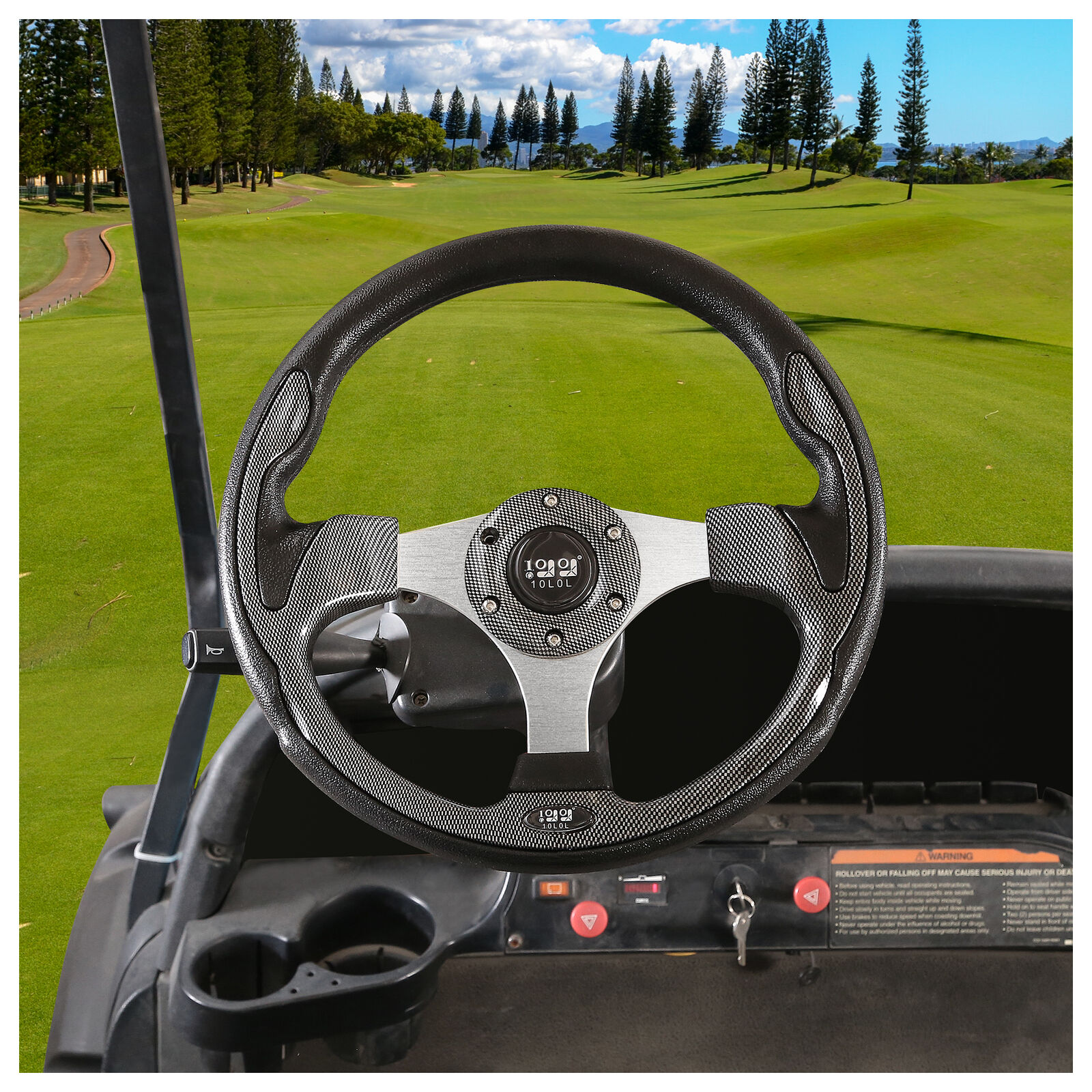 10L0L Golf Cart Steering Wheel & Black Hub Adapter for Club Car Precedent only