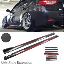 For Subaru WRX STI Impreza Carbon Fiber + Red  Look Side Skirt Extension Spoiler picture