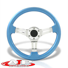 Sky Blue Deep Dish Steel Sport Steering Wheel For Universal 6 Holes 14