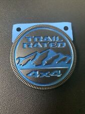 Jeep Trail Rated 4X4 Blue/Black Wrangler Gladiator Badge Emblem, OEM Mopar picture