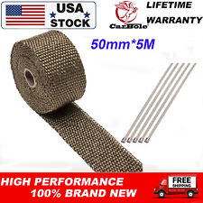 50mm*5M Titanium Exhaust Heat Wrap Roll Cable Pipe Tape For Motorcycle W/5 Ties picture