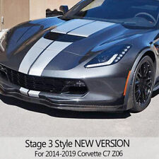 For 14-19 Corvette C7 Z06 Stage 4 Front Lip Splitter + Side Winglets Carbon Look picture