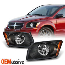 Fit 07-12 Dodge Caliber Black Replacement Headlights Headlamps Left + Right Pair picture