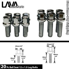 20PC CHROME 12X1.5 BALL SEAT LUG BOLT 28MM/40MM SHANK FIT MERCEDES STOCK WHEEL picture