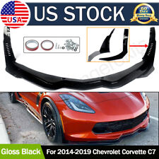 For 14-19 Corvette C7 Z06 Stage 3 Gloss Black Front Lip Splitter & Side Winglets picture