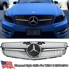 Black Front Grille Grill For Mercedes Benz W204 C350 C300 C250 2008-2014 W/Star picture