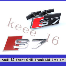 Audi S7 Front Grill Trunk Lid Emblem Silver for S7 A7 Honeycomb Grille Badge picture