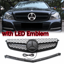 Gloss Black Front Grille w/LED Emblem For 2008-2011 Mercedes Benz W204 C63 AMG picture