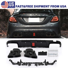 Rear Bumper Diffuser Lip Set W/Exhaust Tip For 2015-21 Benz W205 C63 AMG C43 US picture