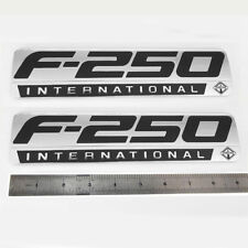 2x OEM F250 International Fender Emblems F for fits F-250 Pickup Chrome Black picture