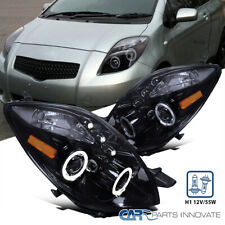 For Toyota 06-08 Yaris 3Dr Hatchback Glossy Black LED Halo Projector Headlights picture