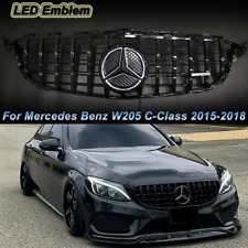 Gloss Black  Front Grille W/LED Emblem For Mercedes Benz W205 2015-2018 C-Class picture